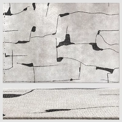 Modern Square Rug With Abstract Gray Black Geometric Pattern Design 3d model
