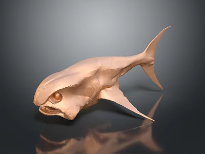Artistic Copper Colored Fish Sculpture With Shiny Surface And Detailed Fins Design 3d model
