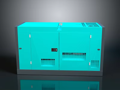 Blue Industrial Generator With Enclosed Design Ventilation Panels And Durable Build 3d model