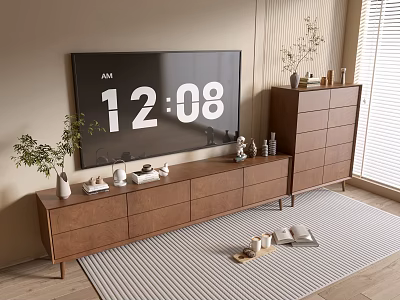 Modern Wood Grain TV Cabinet Simple Side Cabinet Bucket Cabinet Low Cabinet Whole Cabinet Sideboard Cabinet Balcony Cabinet Storage Cabinet Home Entrance Cabinet 3d model