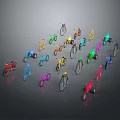 Colorful Bicycles with Various Styles and Different Colors Arranged in
