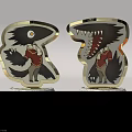 Stylish Cartoon Monster Trophies Featuring Red Shirts Silver Bases And MONSTER Details