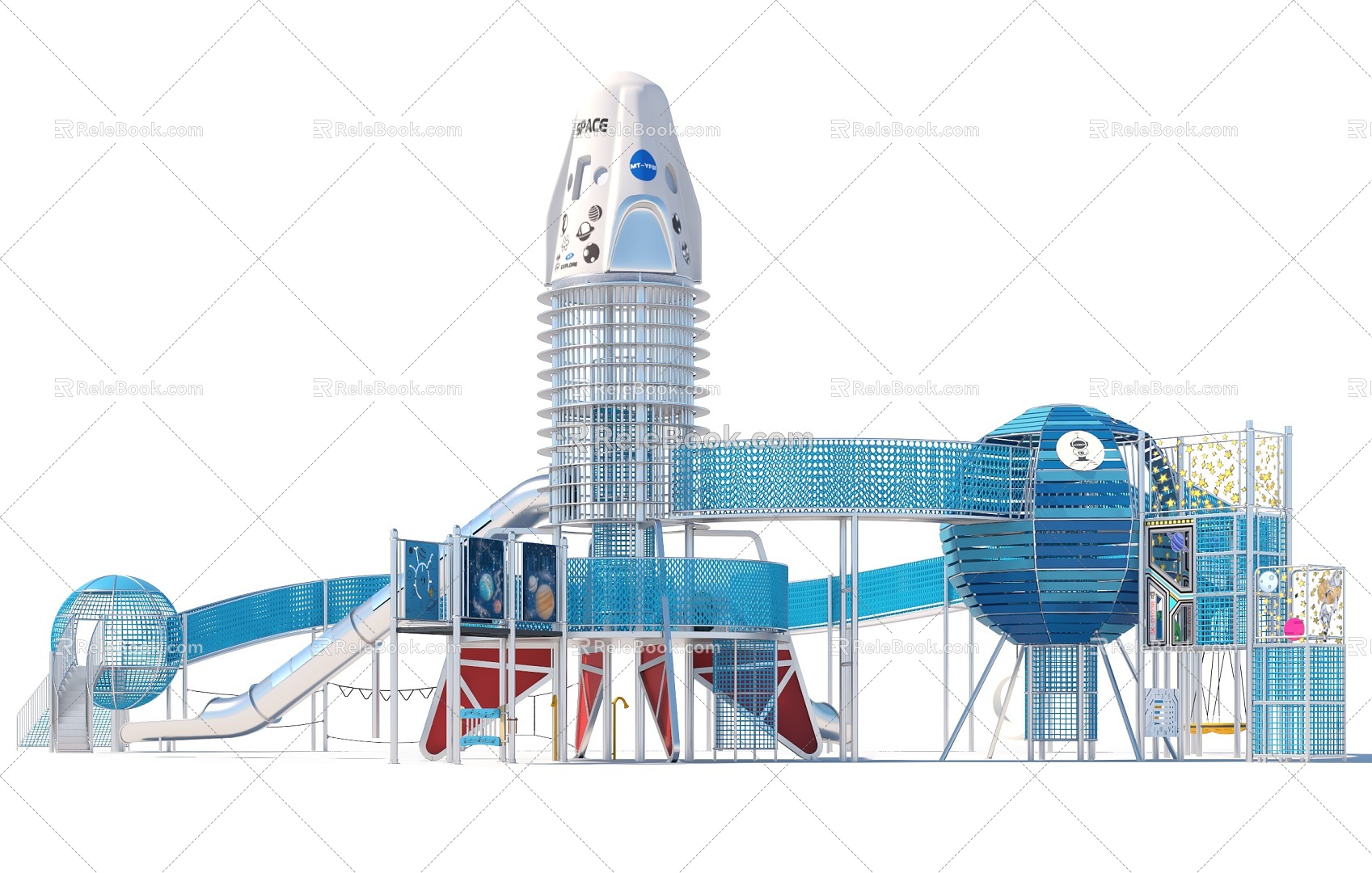 Observation Deck Sightseeing Tower Rocket Paradise Customized Paradise Development Paradise Amusement Park Children's Amusement Park Playground Combination Function Slide Amusement Sketches 3d model