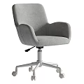 Modern Blue Fabric Office Chair With Armrests White Base Wheels And Color Options