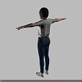 A Woman In White CELINE T shirt Blue Ripped Jeans And White Sneakers With Arms Stretched