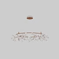 Contemporary Chandelier With Circular Frame Branch Like Structure And White Decorative Elements 3d model