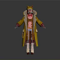Game Movie Character In Yellow Coat With Cat Ear Hat Pink Top And Red Shoes