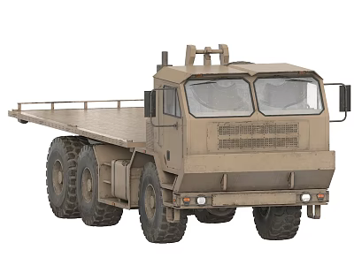 Khaki Military Truck With Flatbed Cargo Area Multiple Wheels And Sturdy Design 3d model Khaki Military Truck With Flatbed Cargo Area Multiple Wheels And Sturdy Design 3d model