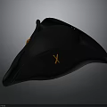 Black Pirate Hat Design With Orange X Mark And Decorative Accents
