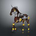 Mechanical Unicorn Robotic Creature With Metal Structure And Tech Inspired Design