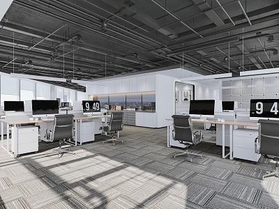 modern public office area office area 3d model