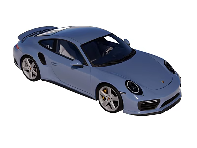 Light blue Porsche sports car with sleek exterior design two door body and sporty wheels 3d model