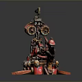 Red Steampunk Mechanical Dragon Head Vehicle With Gears And Cannons Decorative Model