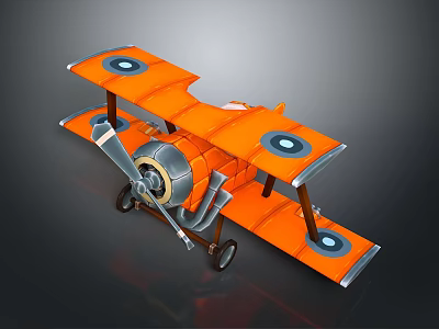 Orange Biplane Passenger Aircraft Model With Classic Design 3d model