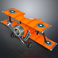 Orange Biplane Passenger Aircraft Model With Classic Design 3d model