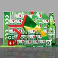 Heineken Silver Beer Promotional Display Stack With Green Red Elements And Bottles Cans 3d model