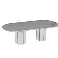 Modern Oval White Dining Table With Marble Top And Column Legs Design 3d model