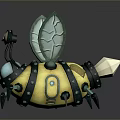Cute Yellow Green Bee Figure With Striped Body Green Wings And Antennae