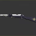 Tactical Shotgun With Black And White Design Perforated Barrel Dark Stock Golden Emblems