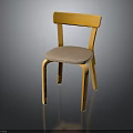 Modern Wooden Chair With Simple Design And Woven Fabric Seat