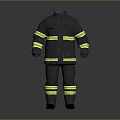 Professional Firefighter Protective Suit in Gray with Bright Yellow Reflective Stripes