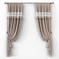 Elegant Brown Curtains With White Lace Trim For Home Interior Decoration