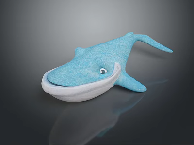 Blue Whale Stuffed Aquatic Animal Toy with Soft Blue Body White Underbelly and Round Eyes 3d model