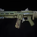 Green Military Rifle with Camouflage Magazine and Metal Tactical Components