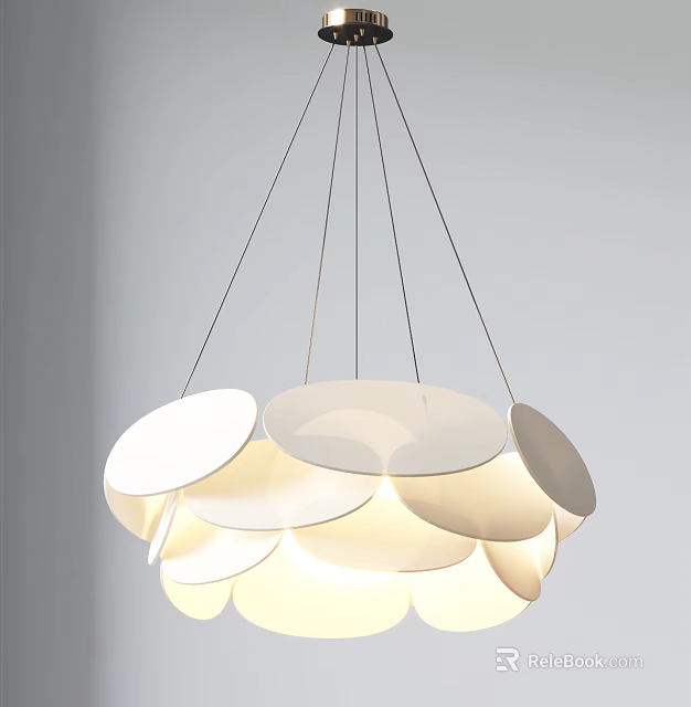 Modern Circular Disc Chandelier with Hanging Structure and Illuminated Light 3d model