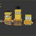 Minion LEGO Characters Holding Guitar Sign And Wrench In Playful Group Scene