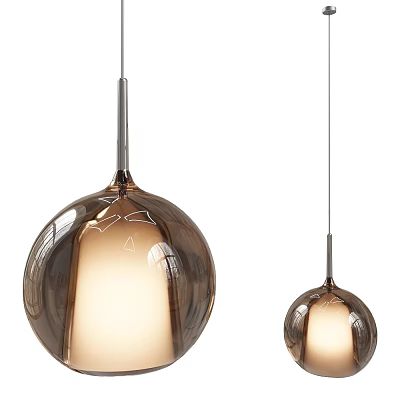 Modern Spherical Glass Pendant Light With Bronze Brown Finish For Interior Decor 3d model