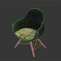 Modern Black Cocoon Shaped Chair With Wooden Legs And Furry Cushion