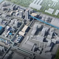 Industrial Equipment In Modern Factory Facility With Pipes Storage Tanks And Structures