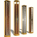 Modern Perforated Column Outdoor Lights With Stylish Gold Frames And Decorative Patterns 3d model