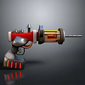 Futuristic Sci Fi Weapon With Red Silver Orange Mechanical Drill Spike Handle Design 3d model