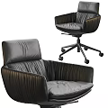 Modern Leather Office Chair With Swivel Wheels Ergonomic Design And Padded Seat Backrest