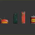 Assorted Colored Storage Equipment Containers Including Gasoline Can And Metal Tins