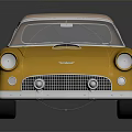 Shiny Vintage Yellow Convertible Car With Beige Top And Chrome Accents