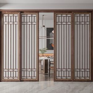 New Chinese-style sliding door 3d model