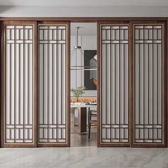 New Chinese-style sliding door 3d model