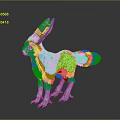 Game Movie Fantasy Creature Character With Turquoise Fluffy Fur Large Ears And Tail