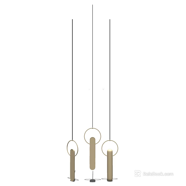 Modern Minimalist Chandelier With Circular Rings And Cylindrical Light Bodies For Contemporary Interior Decoration 3d model 