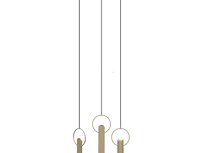 Modern Minimalist Chandelier With Circular Rings And Cylindrical Light Bodies For Contemporary Interior Decoration 3d model