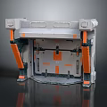 Industrial Modular Mechanical Structure With Gray Frame And Orange Support Panels