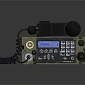 Military Grade Radio Communication Device With Blue LCD Display Control Buttons And Coiled Cable