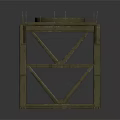 Industrial Metal Frame Equipment with Crossed Bars Circular Components and Spikes