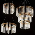 Modern Crystal Chandelier Design With Hanging Glass Rods And Sleek Metal Frames