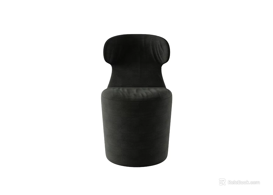 Modern Black Single Sofa With Curved Back And Velvet Upholstery For Living Room 3d model 