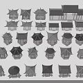 Traditional Landscape Pavilion Models With Various Roof Styles And Architectural Designs