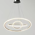 Elegant Modern Chandelier Design With Golden Circular Rings And Illuminated Light Strips